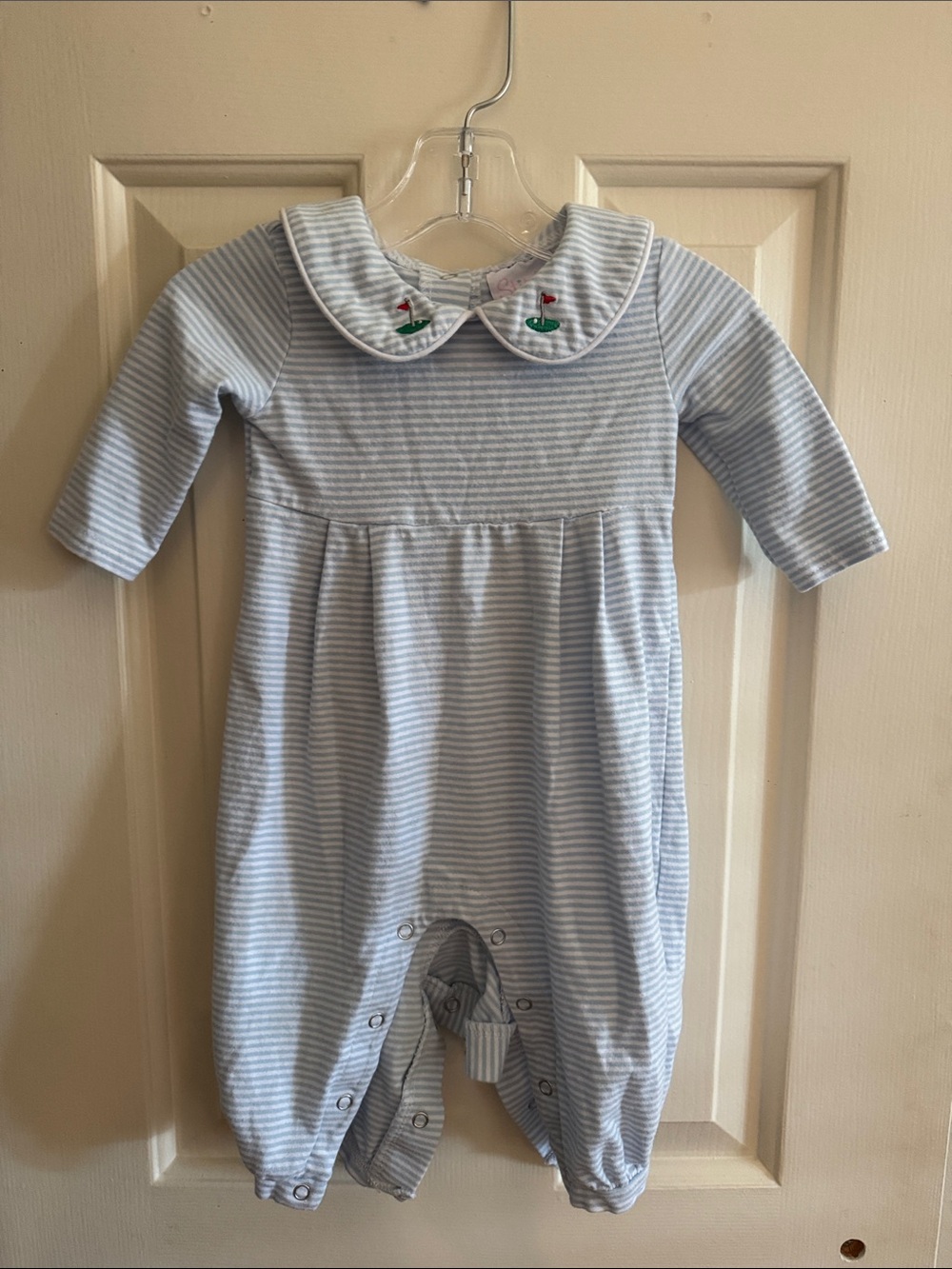 Stitchy Fish Classic Baby One-Piece with Embroidered Golf ⛳️ Peter Pan Collar
